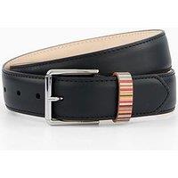 Ps Paul Smith Stripe Keeper Leather Belt - Black