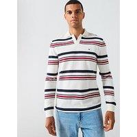 Tommy Hilfiger Long Sleeve Jonny Collar Structure Polo Shirt - Off White