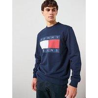 Tommy Jeans Large Flag Crew Sweatshirt - Blue