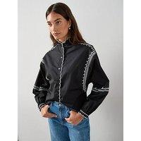 The Very Collection Scallop Trim Button Through Blouse - Black