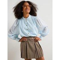 V By Very Puff Sleeve Blouse - Blue