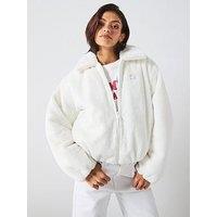 Tommy Jeans Faux Fur Bomber Jacket - White