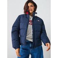 Tommy Jeans Essential Puffer Flag Detailed Jacket - Blue