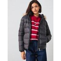 Tommy Jeans Basic Faux Fur Hooded Down Coat - Black