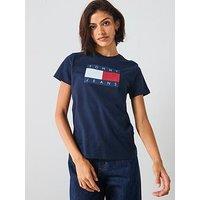 Tommy Jeans Flag Short Sleeve T-Shirt - Blue