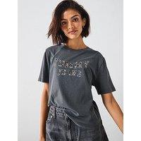 Tommy Jeans Leopard Varsity T-Shirt - Black