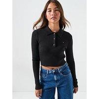 Tommy Jeans Essential Polo Sweater - Black