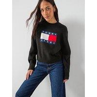 Tommy Jeans Melange Flag Sweater - Black