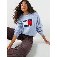 Tommy Jeans Melange Flag Sweater - Blue