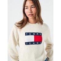 Tommy Jeans Melange Flag Sweater - White