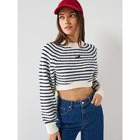 Tommy Jeans Crop Badge Detailed Sweater - White