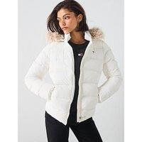 Tommy Jeans Basic Faux Fur Hooded Down Coat - Beige