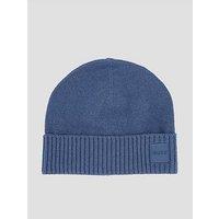 Boss Akaio Side Tonal Logo Wool Beanie Hat - Blue