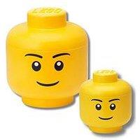 Lego Set Of 2 Storage Heads Small And Large - Boy