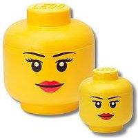 Lego Set Of 2 Storage Heads Small And Large - Girl
