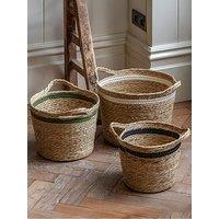 Gallery Direct Storage Basket Black White Olive Stripe Nest S/3