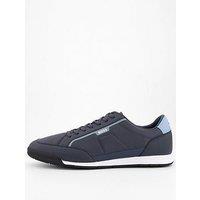 Boss Nitan Low Profile Nylon/Leather Trainer - Navy