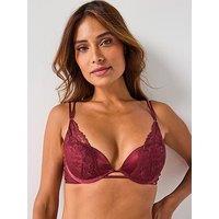 Dorina Lyra Satin Light Padded Plunge Bra - Red