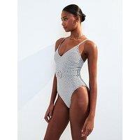 New Look Black Graphic Print V-Neck Swimsuit