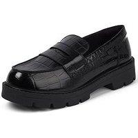 Kickers Kori Croc Leather Loafer Shoe - Black