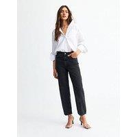 New Look Washed Ankle Grazer Barrel Leg Jeans - Black