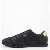 Boss Nitan Low Profile Nylon/Leather Trainer - Black/Gold