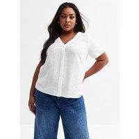 New Look Curves Button Up Top - White