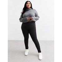 New Look Curves Side Zip Slim Trousers - Black