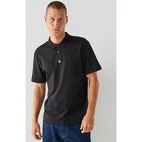 Hugo Regular Fit Stacked Logo Polo Shirt - Black