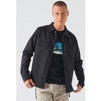 Hugo Epoldo Oversized Fit Canvas Overshirt - Black
