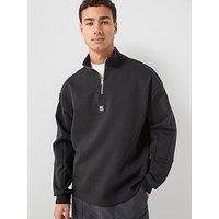 Hugo Danovotop Relaxed Fit 1/4 Zip Sweat - Black