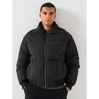Hugo Belgo2541 Regular Fit Padded Ribbed Collar Bomber Jacket - Dark Grey