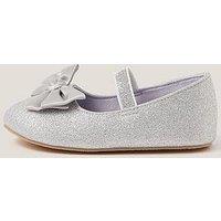Monsoon Girls Baby Glitter Bow Walker - Silver