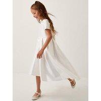 Monsoon Girls Isabella Pearl Neckline Dress - Light Cream
