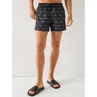 Hugo Dody Multi Logo Swim Shorts - Black