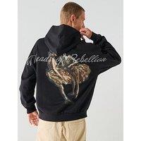 Hugo Dabilano Oversized Fit Artwork Back Graphic Hoodie - Black