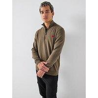 Hugo San Quintus-C Regular Fit 1/4 Zip Knitted Jumper - Grey