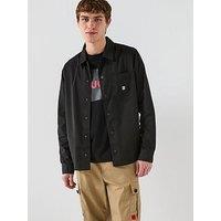 Hugo Enaso Oversized Fit Stacked Logo Overshirt - Black
