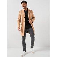 Hugo Migor2541 Slim Fit Tailored Wool Overcoat - Beige