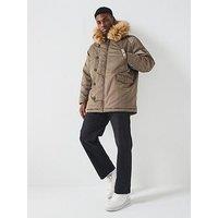 Hugo Makaro2541 Regular Fit Hooded Parka Coat - Grey