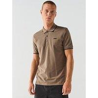 Hugo Slim Fit Left Chest Logo Tipping Polo Shirt - Grey