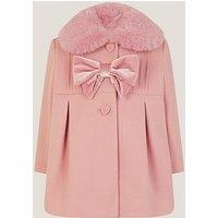 Monsoon Baby Girls Velvet Coat - Baby Pink