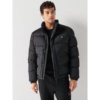 Hugo Balto2541 Regular Fit Monoprint Stacked Logo Padded Jacket - Black