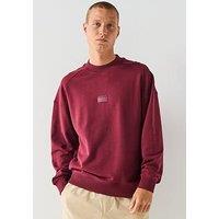 Hugo Delastcrew Relaxed Fit Crew Sweat - Dark Red