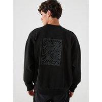Hugo Dadsino Oversized Fit Back Embroidery Crew Sweat - Black