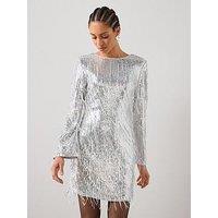 The Very Collection Fringed Sequin Mini Dress - Silver