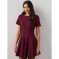 The Very Collection Short Sleeve Godet Mini Dress Burgundy - Red