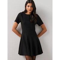 The Very Collection Short Sleeve Godet Mini Dress - Black