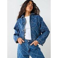 Calvin Klein Jeans Trucker Ck Print Denim Jacket - Blue