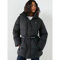 Calvin Klein Jeans Belted Midweight Puffer Coat - Black